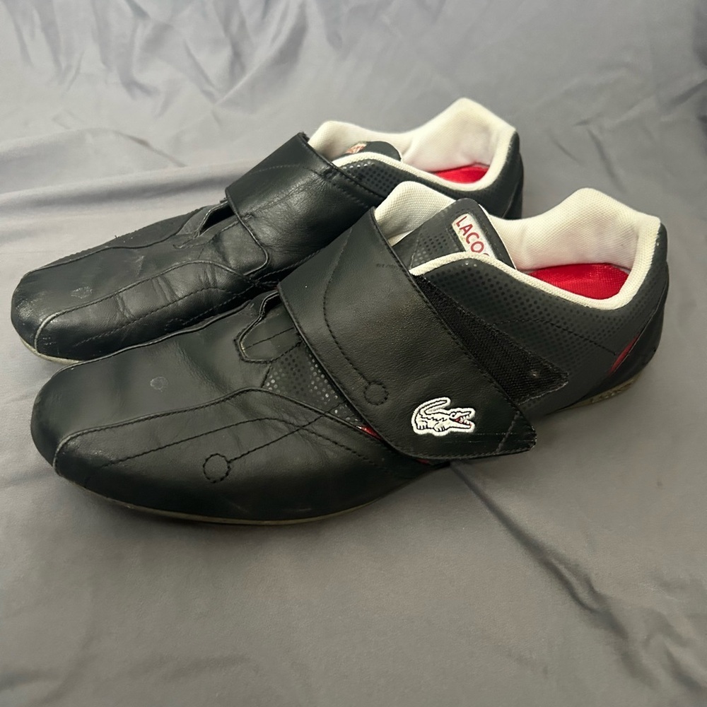 Lacoste Protect CRT low-top sneaker black red leather velcro closure Size 11.5 - Picture 4 of 10